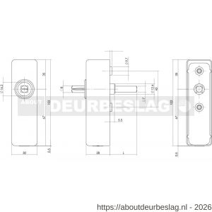 Intersteel 6661 slotconstructie voor raamkruk hals diameter 16 mm stift 7x42 mm RVS - R26003793 - afbeelding 2
