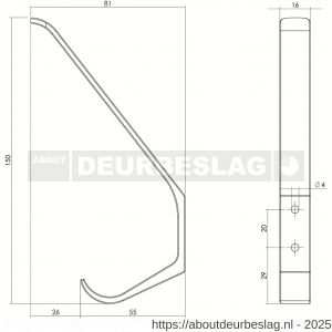 Intersteel 6950 kapstokhaak afgerond RVS - R26007778 - afbeelding 2