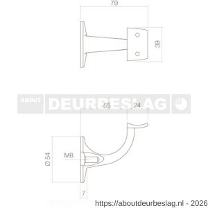 Intersteel Essentials 7300 leuninghouder kleine achterplaat hol zadel opschroevend RVS - R26003975 - afbeelding 2