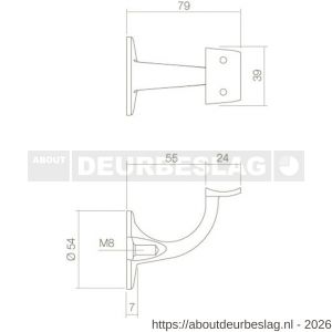 Intersteel Essentials 7300 leuninghouder kleine achterplaat hol zadel RVS - R26007784 - afbeelding 2