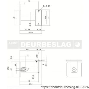 Intersteel Living 7300 leuninghouder zwaar vierkant hol zadel RVS - R26007788 - afbeelding 2