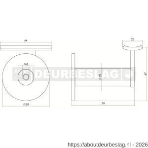 Intersteel Living 7300 leuninghouder zwaar met hol zadel RVS - R26007786 - afbeelding 2