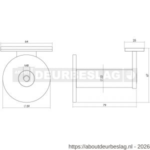 Intersteel Living 7300 leuninghouder zwaar met vlak zadel RVS - R26007787 - afbeelding 2