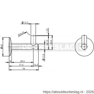 Intersteel 7300 leuninghouder hol zonder zadel RVS - R26003978 - afbeelding 2