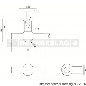 Intersteel Living 8510 meubelknop T-vorm recht 20 mm RVS - R26007866 - afbeelding 2