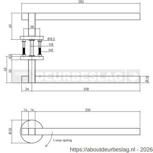 Intersteel 0719 deurkruk Shiraat by Grand en Johnson op rozet éénzijdig verdekt rechts diameter 55x8 mm PVD koper mat - R26011179 - afbeelding 2