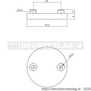 Intersteel 3175 afdekrozet diameter 55x8 mm PVD koper mat - R26011336 - afbeelding 2
