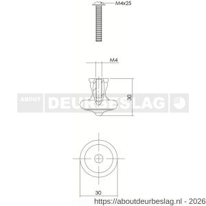 Intersteel 8550 meubelknop diameter 30 mm smeedijzer zwart - R26004071 - afbeelding 2