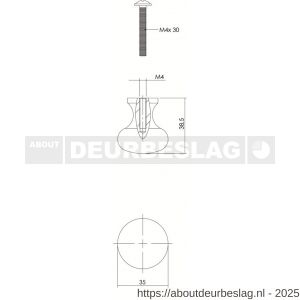 Intersteel Living 8550 meubelknop Paddenstoel diameter 35 mm smeedijzer zwart - R26004082 - afbeelding 2