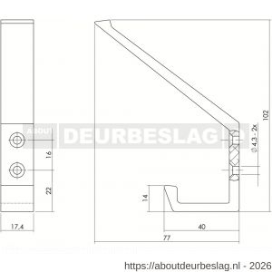 Intersteel Living 6910 kapstokhaak met verticale schroefgaten aluminium - R26003917 - afbeelding 2