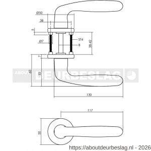 Intersteel Living 0072 deurkruk Sigaar met rozet verdekt diameter 50x7 mm met nokken aluminium F1 - R26001623 - afbeelding 2