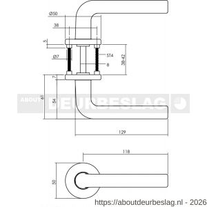Intersteel Living 0073 deurkruk Derby met rozet verdekt diameter 50x7 mm met nokken aluminium F1 - R26001625 - afbeelding 2