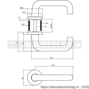 Intersteel Living 0077 deurkruk Rond met rozet verdekt diameter 50x7 mm met nokken aluminium F1 - R26001629 - afbeelding 2