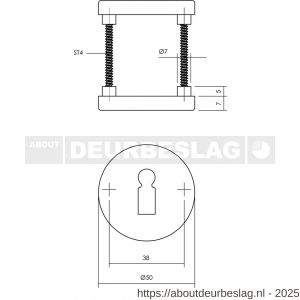 Intersteel Living 3090 sleutelrozetten verdekt diameter 50x7 mm met nokken aluminium F1 - R26011137 - afbeelding 2