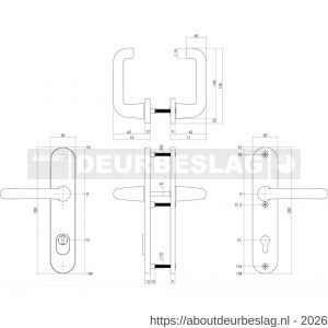 Intersteel Living 3797 SKG3 veiligheidsbeslag ovaal 250x50 mm kruk-kruk Rond met veerconstructie profielcilindergat 72 mm met kerntrekbeveiliging aluminium F1 - R26008849 - afbeelding 2