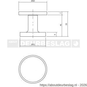 Intersteel Living 3929 voordeurknop plat diameter 55 mm op achterplaat diameter 60 mm éénzijdige montage aluminium F1 - R26008852 - afbeelding 2
