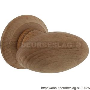 Intersteel Living 1847 knopkruk ovaal glad met ronde rozet beukenhout - R26010052 - afbeelding 1