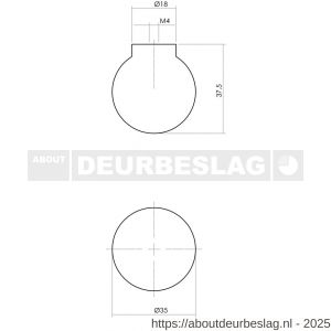 Intersteel Living 8578 meubelknop bolrond diameter 18x35 mm essenhout - R26004041 - afbeelding 2
