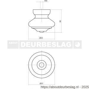Intersteel Living 8578 meubelknop diameter 23x30 mm punt-klein essenhout - R26004044 - afbeelding 2