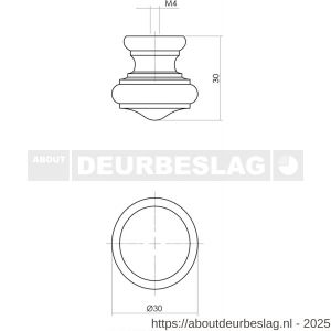 Intersteel Living 8578 meubelknop diameter 25x30 mm Paddenstoel-rand essenhout - R26007850 - afbeelding 2