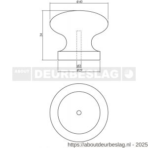 Intersteel Living 8578 meubelknop 40 mm grenenhout - R26004048 - afbeelding 2