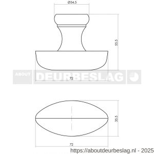 Intersteel 8580 meubelknop glad ovaal hout - R26004051 - afbeelding 2