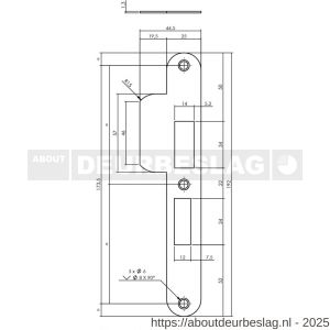 Intersteel Essentials 9508 sluitplaat 192x25x1,5 mm voor PC55 SKG sluitkom 950803 DIN rechts RVS - R26008893 - afbeelding 2