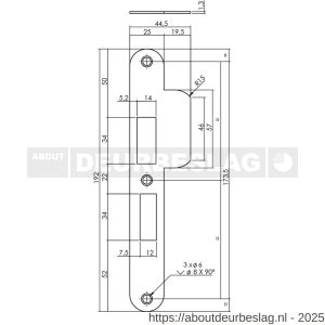 Intersteel Essentials 9508 sluitplaat 192x25x1,5 mm voor PC55 SKG sluitkom 950803 DIN links RVS - R26008894 - afbeelding 2