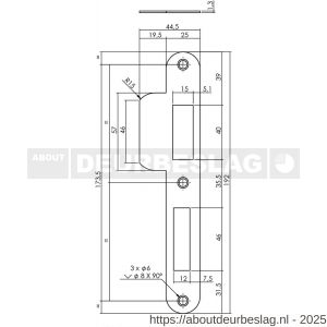 Intersteel Essentials 9508 sluitplaat 192x25x1,5 mm voor PC72 SKG sluitkom 950803 DIN rechts RVS - R26008895 - afbeelding 2