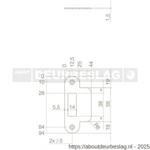 Intersteel 9509 sluitplaat 94x25/44x1,5 mm voor dagschoot afgerond met korte lip RVS - R26006922 - afbeelding 2