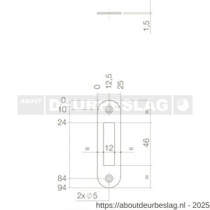 Intersteel 9509 sluitplaat 94x25x1,5 mm voor nachtschoot afgerond RVS - R26006923 - afbeelding 2