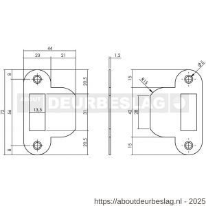 Intersteel 9509 sluitplaat voor loopslot voor woningbouwsloten afgerond met korte lip RVS - R26008900 - afbeelding 1