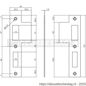 Intersteel 9509 sluitplaat voor dag- en nachtschoot voor woningbouwsloten rechthoekig met korte lip RVS - R26008902 - afbeelding 2