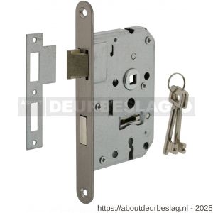 Intersteel Essentials 9542 woningbouw klavier dag- en nachtslot 55 mm voorplaat afgerond RVS 20x174 mm doorn 50 mm met sluitplaat en 2 sleutels - R26007081 - afbeelding 1