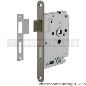 Intersteel Essentials 9542 woningbouw badkamer-toilet slot 63/8 mm voorplaat afgerond RVS 20x174 mm doorn 50 mm met sluitplaat - R26007083 - afbeelding 1