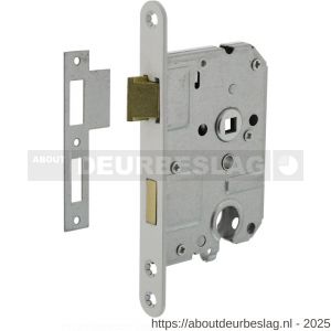 Intersteel 9544 woningbouw cilinder dag- en nachtslot 55 mm voorplaat afgerond wit gelakt 20x174 mm doorn 50 mm met sluitplaat industrieverpakking - R26008914 - afbeelding 1