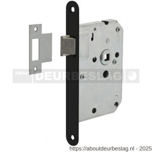 Intersteel Living 9547 woningbouw loopslot voorplaat afgerond zwart gelakt 20x174 mm doorn 50 mm met sluitplaat - R26008916 - afbeelding 1