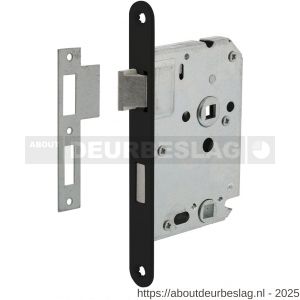 Intersteel Living 9547 woningbouw badkamer-toilet slot 63/8 mm voorplaat afgerond zwart gelakt 20x174 mm doorn 50 mm met sluitplaat - R26008919 - afbeelding 1