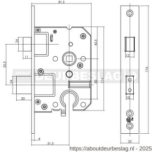 Intersteel Essentials 9552 SKG2 veiligheidscilinderslot 55 mm RVS voorplaat rechthoekig 25x174 mm - R26008924 - afbeelding 2
