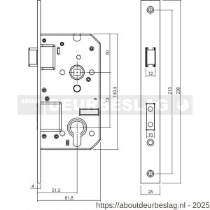 Intersteel Essentials 9554 SKG2 veiligheidscilinderslot 72 mm RVS voorplaat rechthoekig 25x238 mm - R26008926 - afbeelding 2