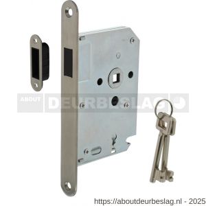 Intersteel 9571 woningbouw magneet klavier dag- en nachtslot 55 mm voorplaat afgerond RVS 20x174 mm doorn 50 mm met sluitplaat-kom en 2 sleutels industrieverpakking - R26008932 - afbeelding 1