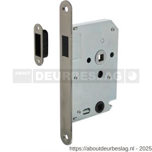 Intersteel 9571 woningbouw magneet badkamer-toilet slot 63/8 mm voorplaat afgerond RVS 20x174 mm doorn 50 mm met sluitplaat-kom industrieverpakking - R26008934 - afbeelding 1
