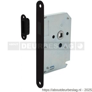 Intersteel Essentials 9572 woningbouw magneet loopslot voorplaat afgerond zwart 20x174 mm doorn 50 mm met sluitplaat-kom - R26008935 - afbeelding 1