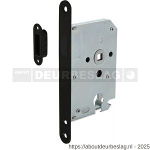 Intersteel Essentials 9572 woningbouw magneet cilinder dag- en nachtslot 55 mm voorplaat afgerond zwart 20x174 mm doorn 50 mm met sluitplaat-kom - R26008937 - afbeelding 1