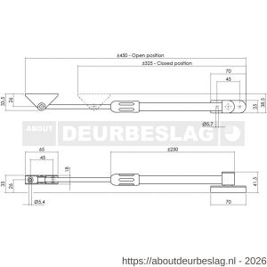 Intersteel Essentials 5671 telescopische uitzetter voor buitendraaiend raam middel 325 mm grijs - R26003837 - afbeelding 2