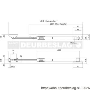 Intersteel Essentials 5671 telescopische uitzetter voor buitendraaiend raam zwaar 380 mm grijs - R26003839 - afbeelding 2