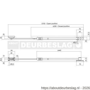 Intersteel 5671 telescopische uitzetter voor buitendraaiend raam en deur extra zwaar 520 mm grijs - R26003841 - afbeelding 2