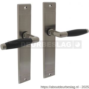 Intersteel 0238 deurkruk Ton Basic met schild rechthoekig met rillen 235x43 mm blind nikkel mat-ebbenhout - R26010516 - afbeelding 1