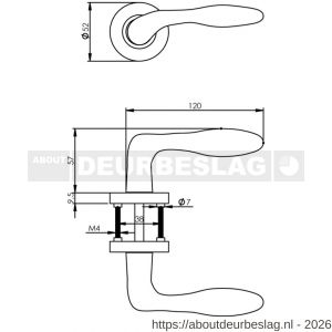 Intersteel 1695 deurkruk George op rozet verdekt diameter 52x10 mm met nokken nikkel mat - R26007095 - afbeelding 2