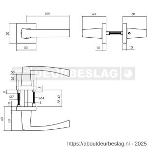 Intersteel 0057 deurkruk Moora met rozet verdekt 50x50x10 mm met nokken zwart - R26010524 - afbeelding 2